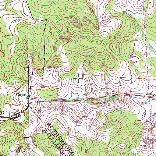 Topographic Map of Potts Cemetery, TN