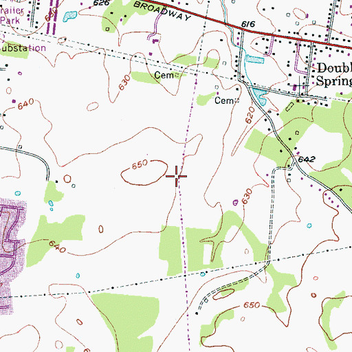 Topographic Map of Powell Cemetery, TN