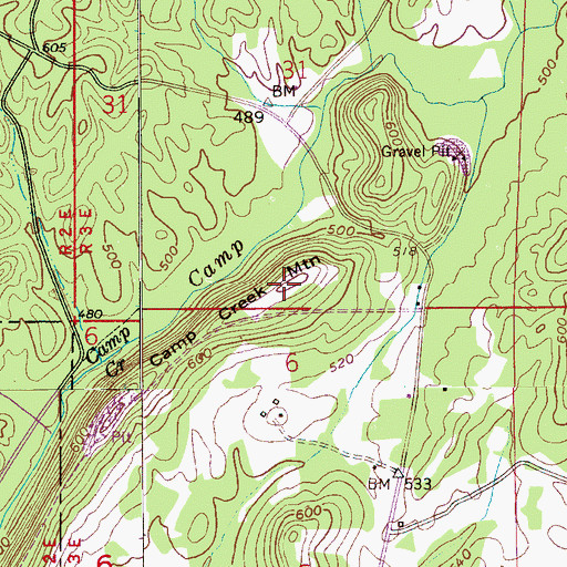Topographic Map of Camp Creek Mountain, AL