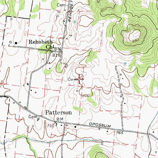 Topographic Map of Raney Cemetery, TN