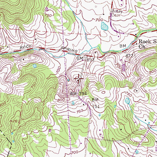 Topographic Map of Ray-Cooke Cemetery, TN