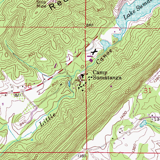 Topographic Map of Camp Sumatanga, AL