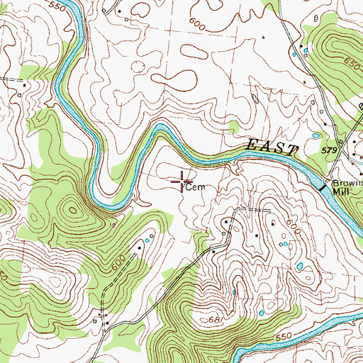 Topographic Map of Reeves Cemetery, TN