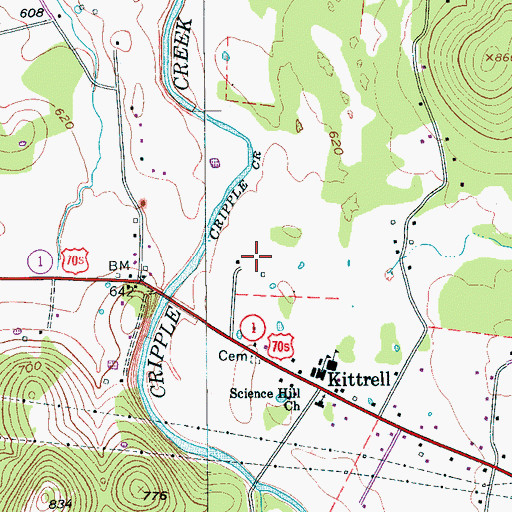 Topographic Map of Richardson Cemetery, TN