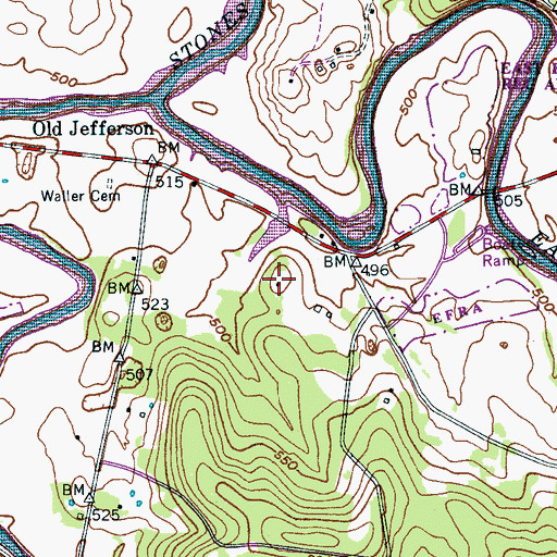 Topographic Map of Ridley Cemetery, TN