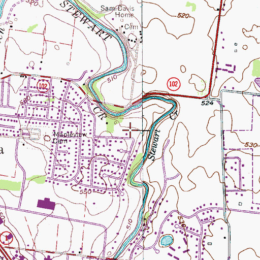 Topographic Map of Ridley Cemetery, TN