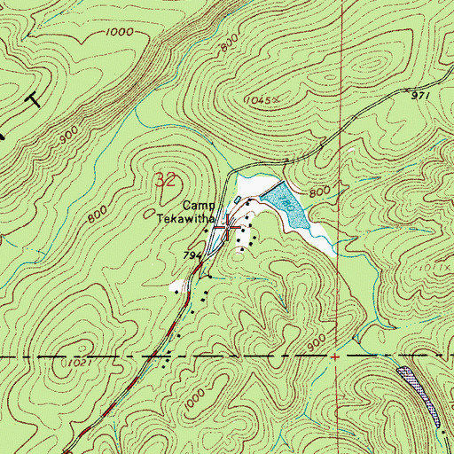 Topographic Map of Camp Tekawitha, AL