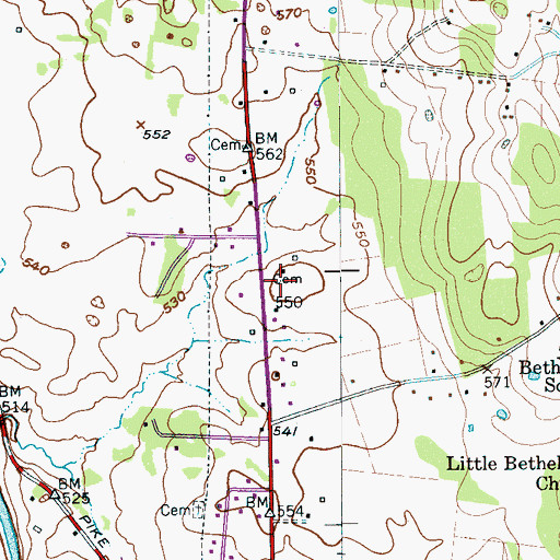 Topographic Map of Robinson-McMillian Cemetery, TN