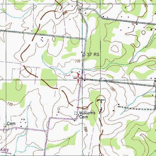 Topographic Map of Romans Cemetery, TN