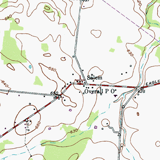 Topographic Map of Salem Methodist Church, TN