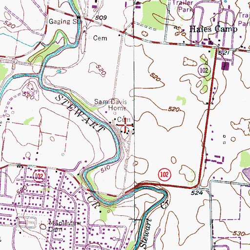 Topographic Map of Sam Davis Cemetery, TN