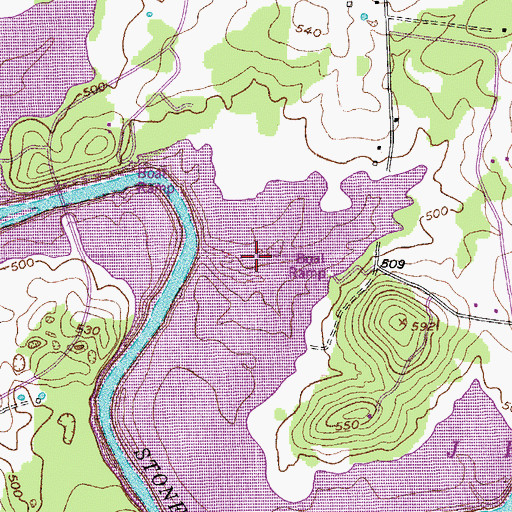 Topographic Map of Sanders Cemetery (historical), TN
