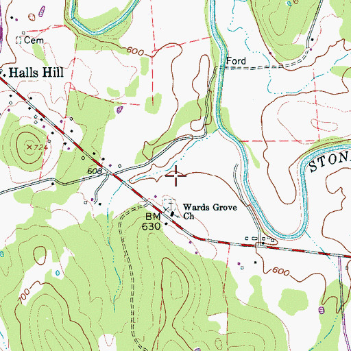 Topographic Map of Sanford Cemetery, TN