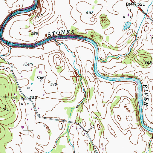 Topographic Map of Searcy Cemetery, TN