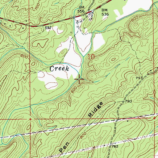 Topographic Map of Cane Creek, AL