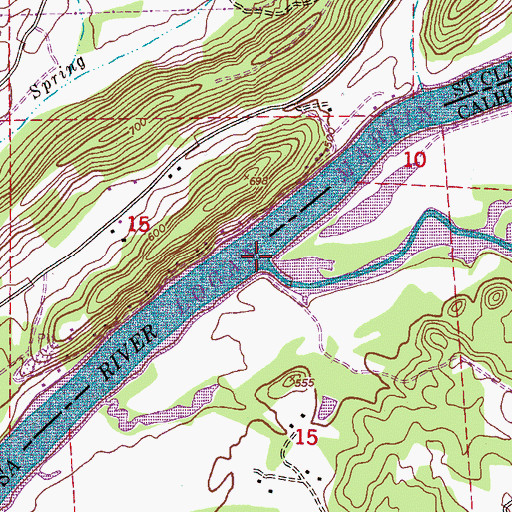 Topographic Map of Cane Creek, AL