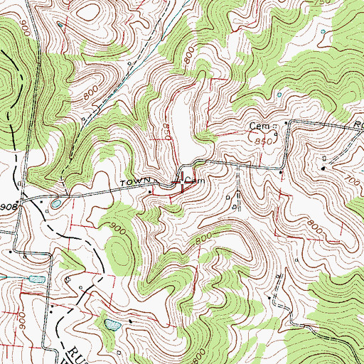 Topographic Map of Spann Cemetery, TN