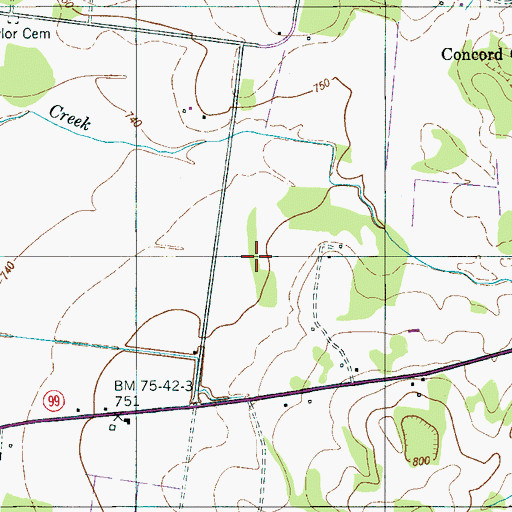 Topographic Map of Raylor Cemetery, TN