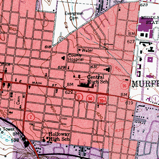 Topographic Map of Tennessee College (historical), TN