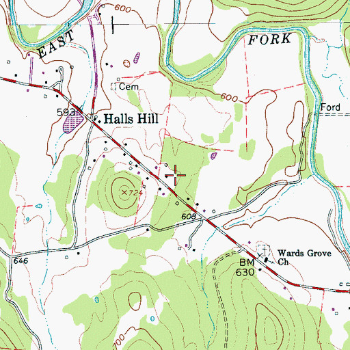 Topographic Map of Thompson Cemetery, TN