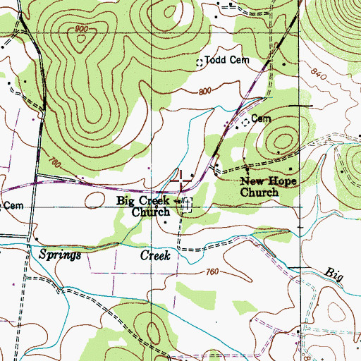 Topographic Map of Todd Cemetery, TN