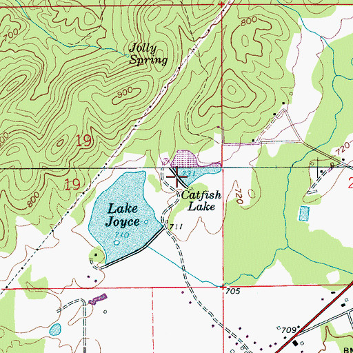 Topographic Map of Catfish Lake, AL