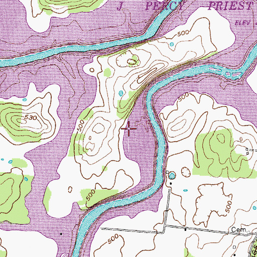 Topographic Map of Tucker Cemetery (historical), TN
