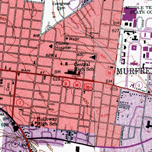 Topographic Map of Union University (historical), TN