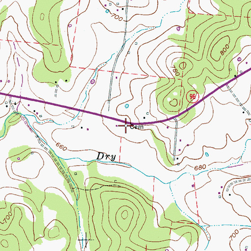 Topographic Map of Vaught Cemetery, TN