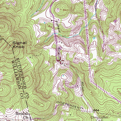 Topographic Map of Vernon Cemetery, TN