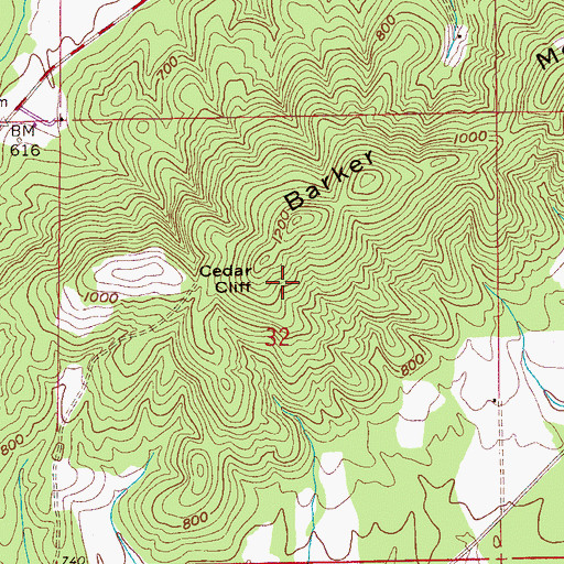 Topographic Map of Cedar Cliff, AL