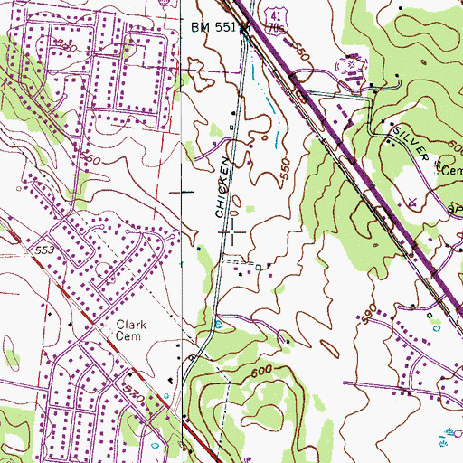 Topographic Map of Walden Cemetery, TN