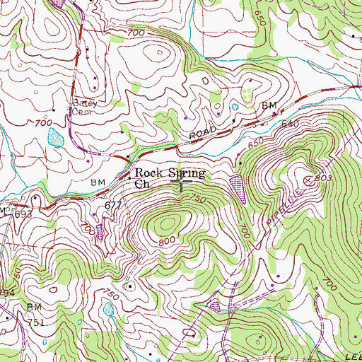 Topographic Map of Walpole-Garner Cemetery, TN