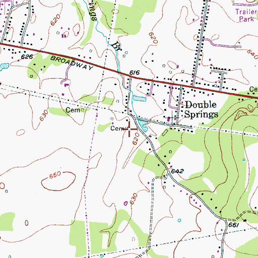 Topographic Map of Ward Cemetery, TN