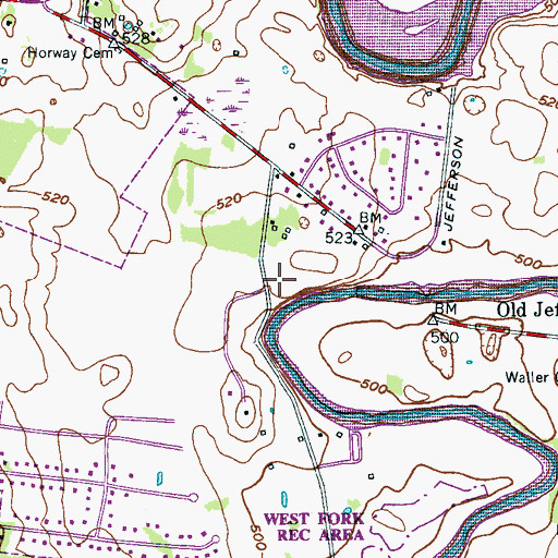 Topographic Map of Ward Cemetery, TN