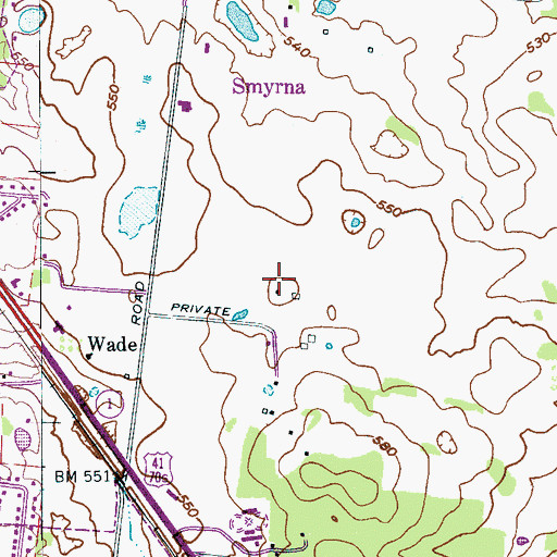 Topographic Map of Ward Cemetery, TN