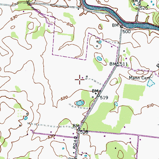 Topographic Map of Ward Cemetery, TN