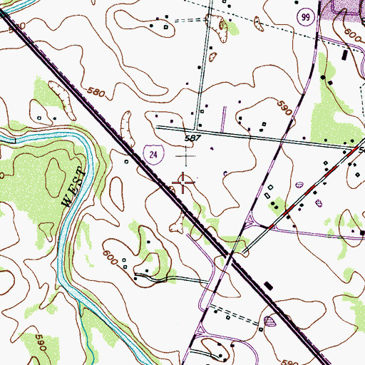 Topographic Map of Warren Cemetery, TN
