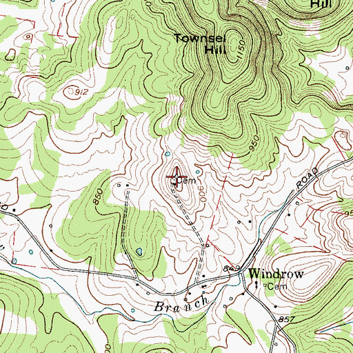 Topographic Map of Watson-Rowland Cemetery, TN