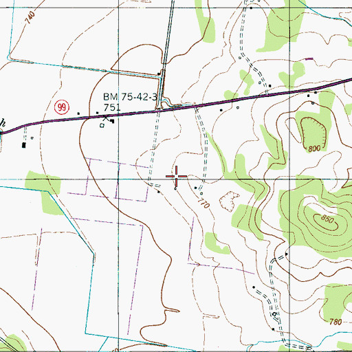 Topographic Map of White Cemetery, TN
