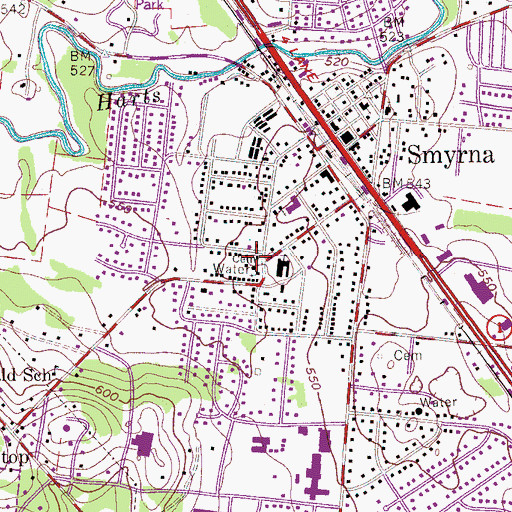 Topographic Map of White-Lowry Cemetery, TN