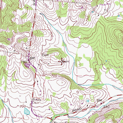 Topographic Map of Williams Cemetery, TN