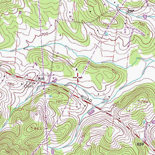 Topographic Map of Williams Cemetery, TN