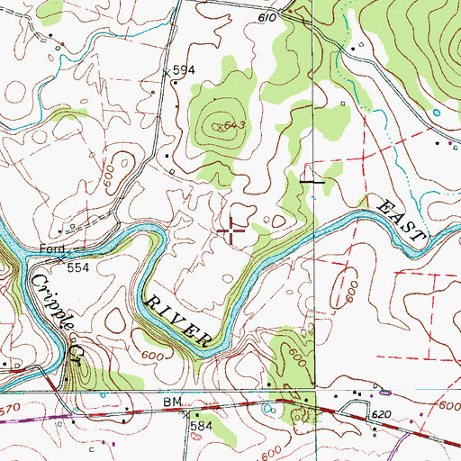 Topographic Map of Williford Cemetery, TN