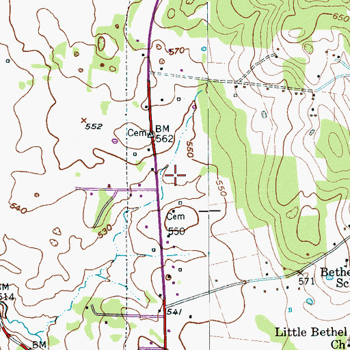 Topographic Map of Wrather Cemetery, TN