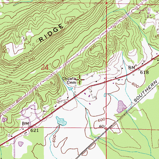 Topographic Map of Choate Cemetery, AL