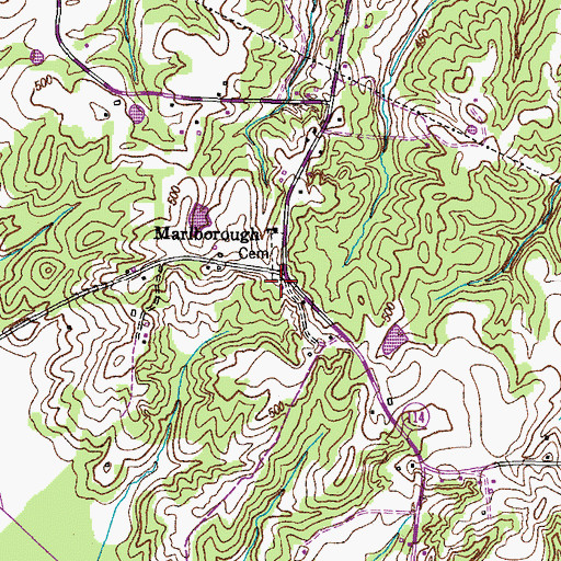 Topographic Map of Church of Christ, TN