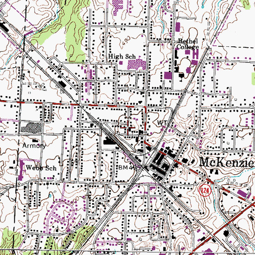 Topographic Map of First United Methodist Church, TN