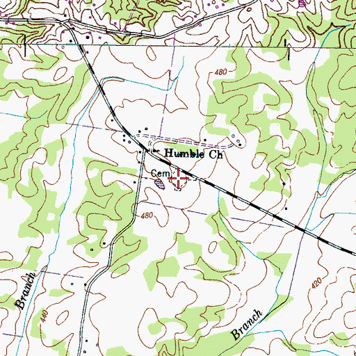 Topographic Map of Humbles Cemetery, TN