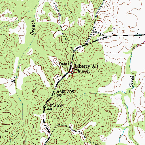 Topographic Map of Liberty All Cemetery, TN